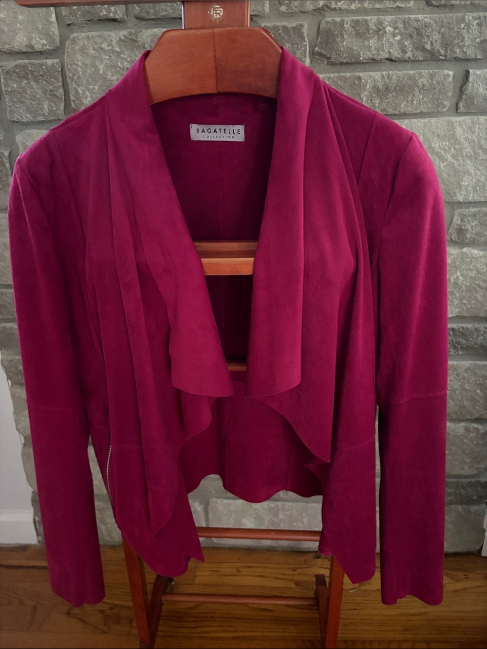 bagatelle Open-Front Blazer Jacket in Fuchsia Pink Size M